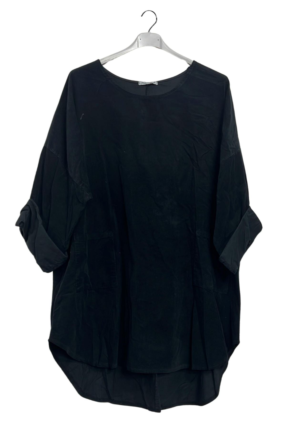 Plain Rounded Edges High Low Hem Cotton Top