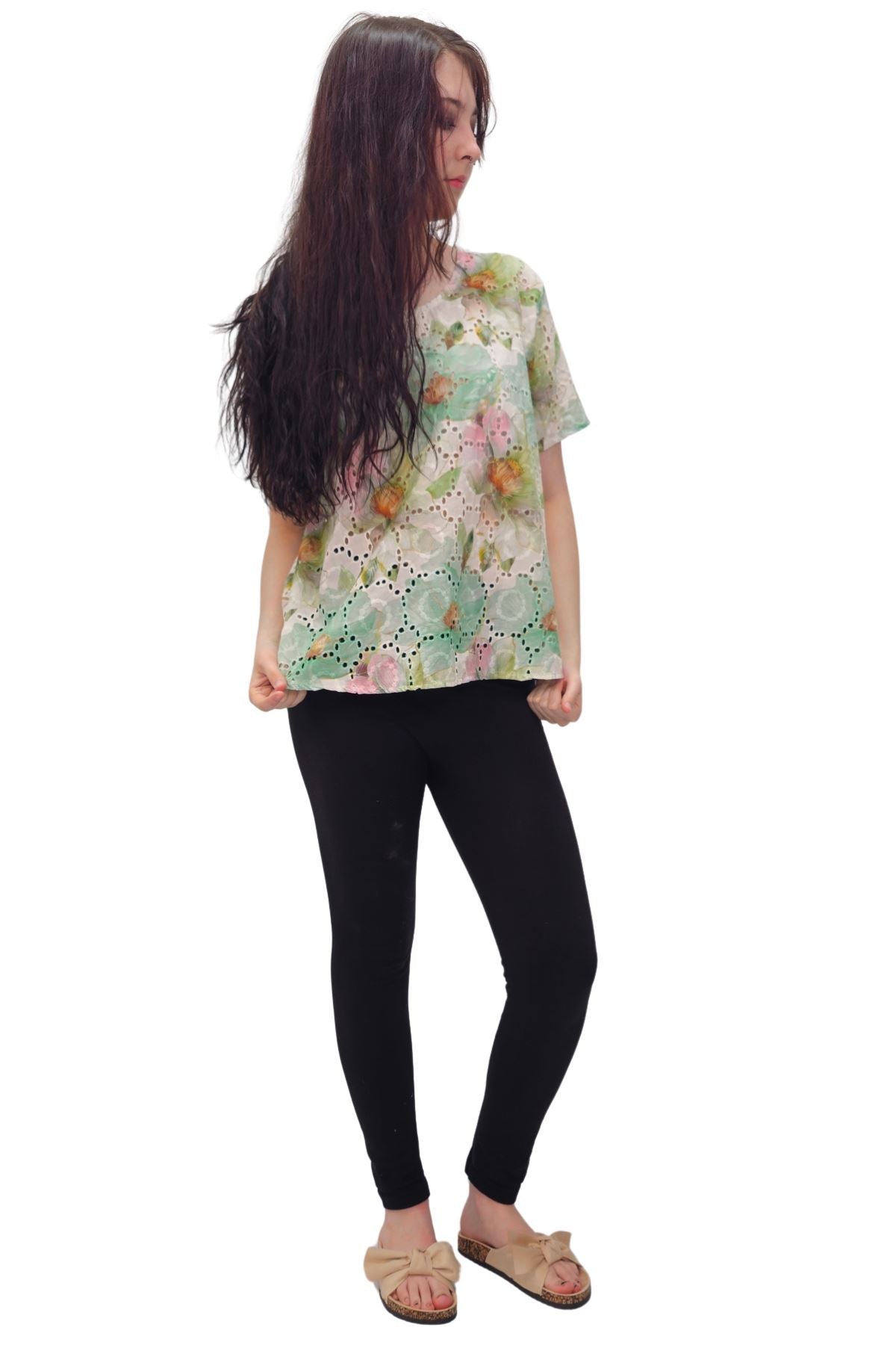 Floral Pastel Shades Print Cotton Top