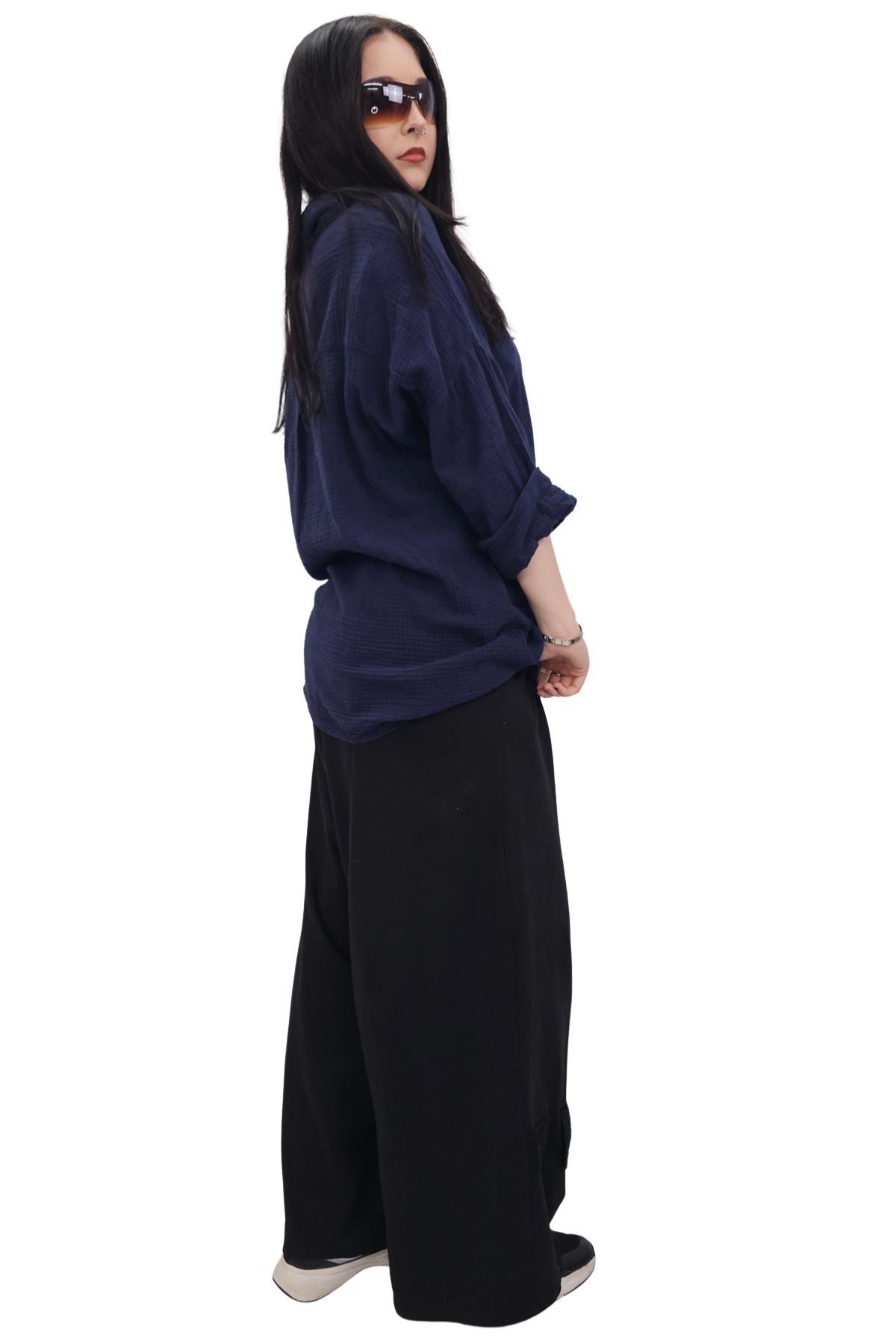 Plain Button Up Pocket Cotton Shirt