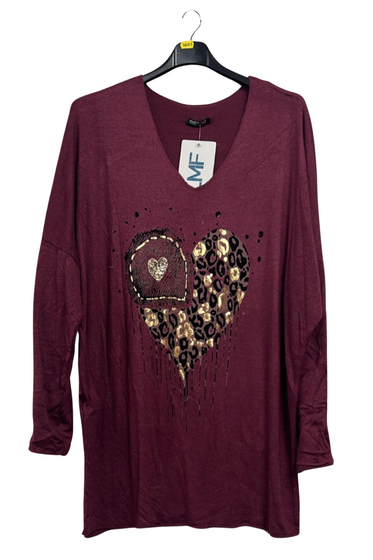 Sequin Leopard Heart Pattern Tunic Top