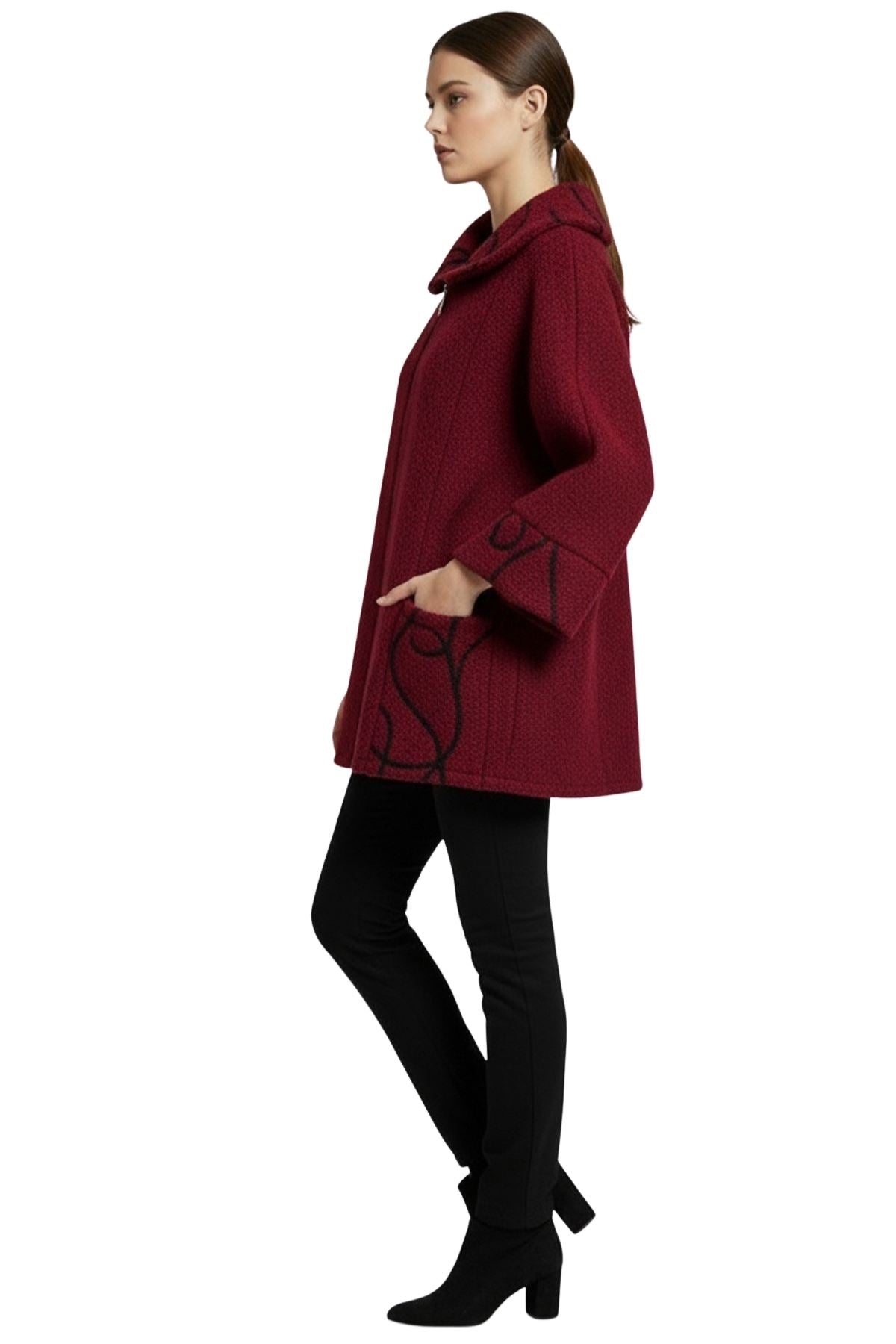 Abstract Swirl Pattern Front Zip Up Jacket