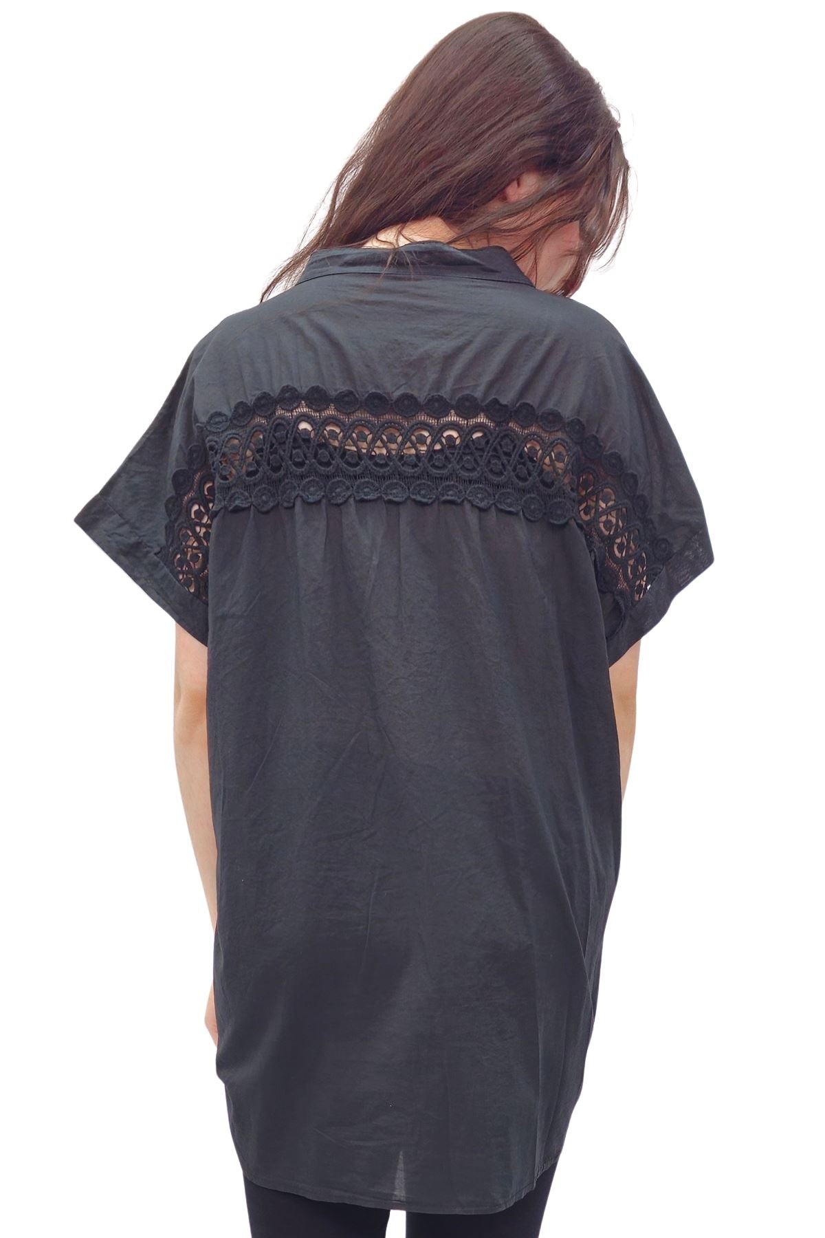 Plain Button-Down Front Cotton Shirt