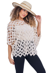 Crochet Knit Diamond Pattern Cotton Top