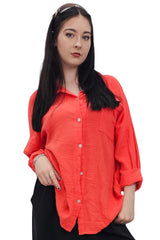 Plain Button Up Pocket Cotton Shirt