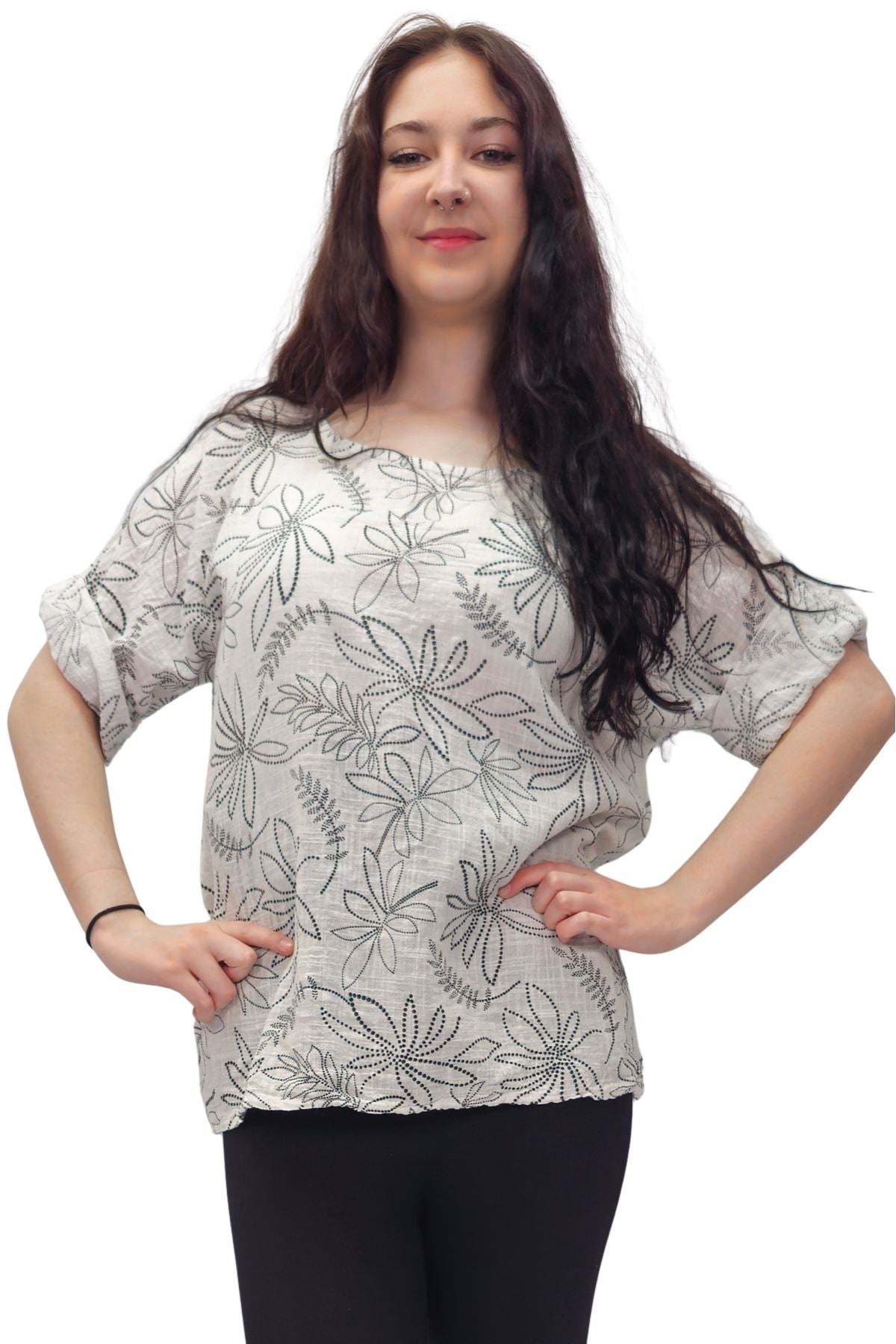 All-Over Floral Print Cotton Top