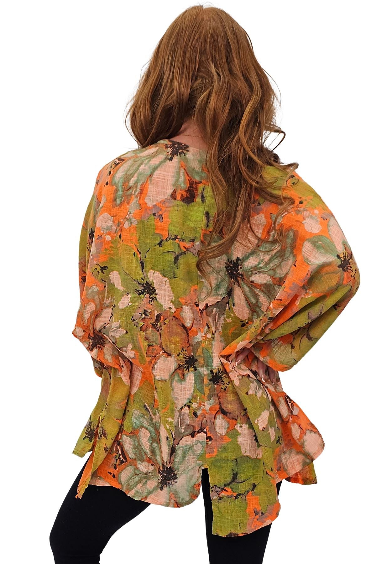 Floral Print Oversized Pocket Tunic Cotton Top