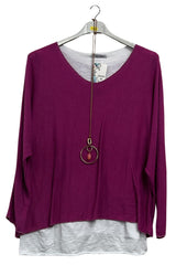 Plain Layered Hem Tunic Cotton Top
