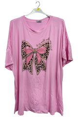 Leopard Bow Print Oversized Top