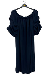Plain Puff Sleeves Layered Detail Dress