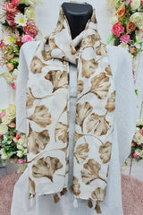 Leaf Print Tassel Scarves