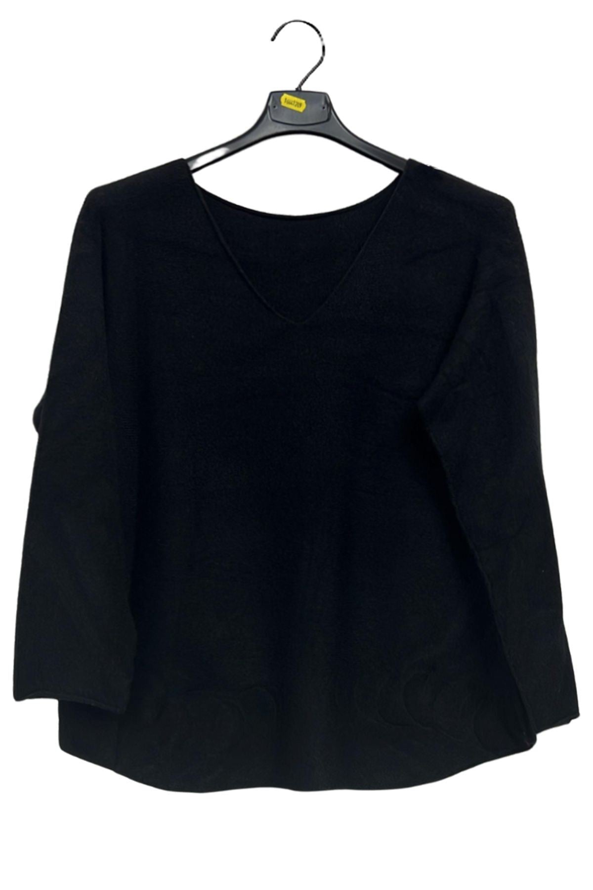 Plain Soft Knitwear Round Hemline Top