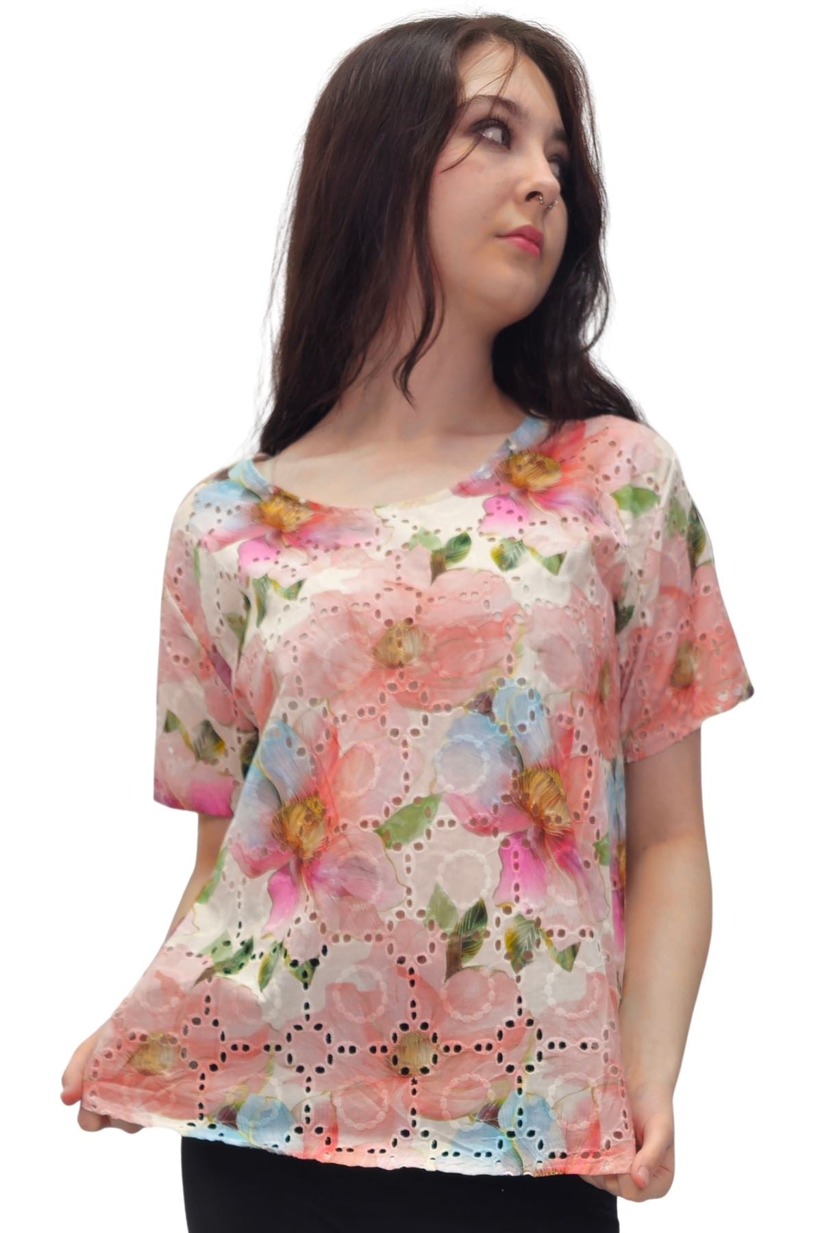 Floral Pastel Shades Print Cotton Top