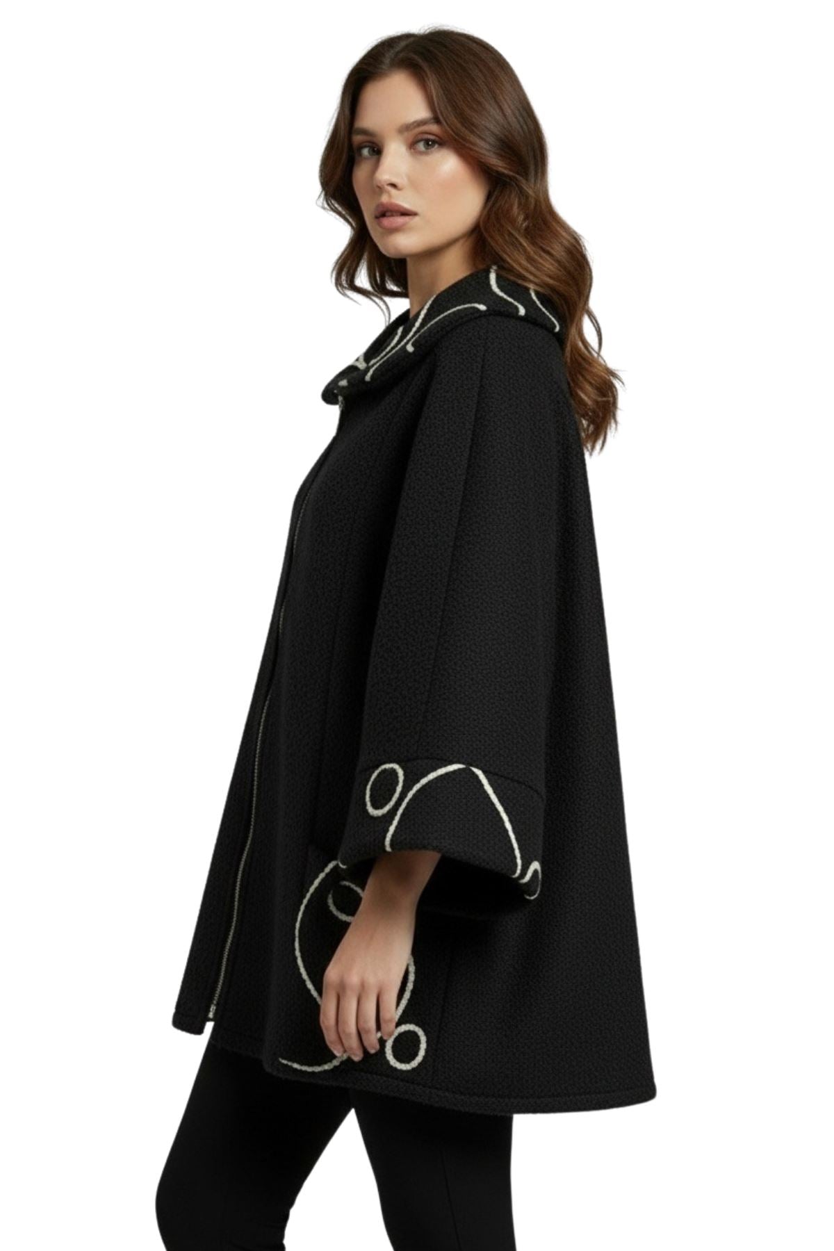 Abstract Swirl Pattern Front Zip Up Jacket