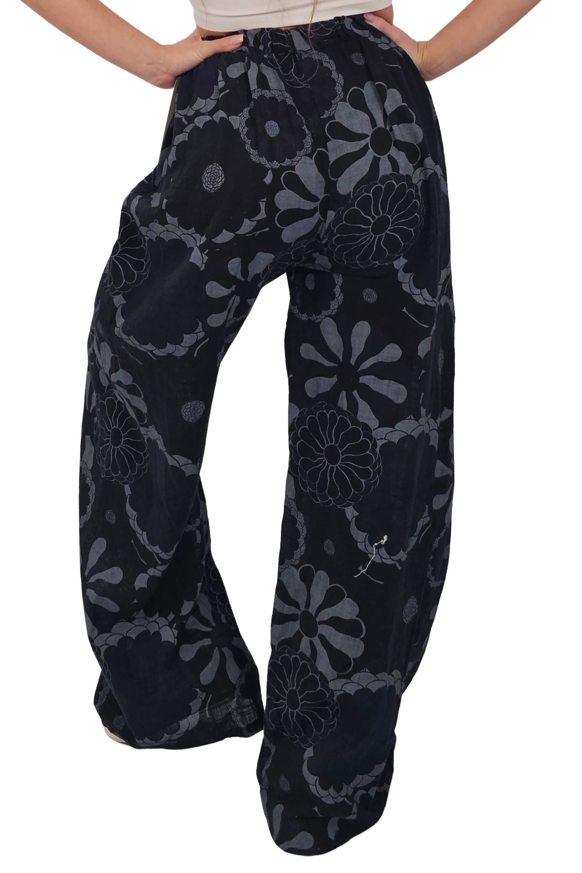 Floral Print Wide Leg Cotton Palazzo