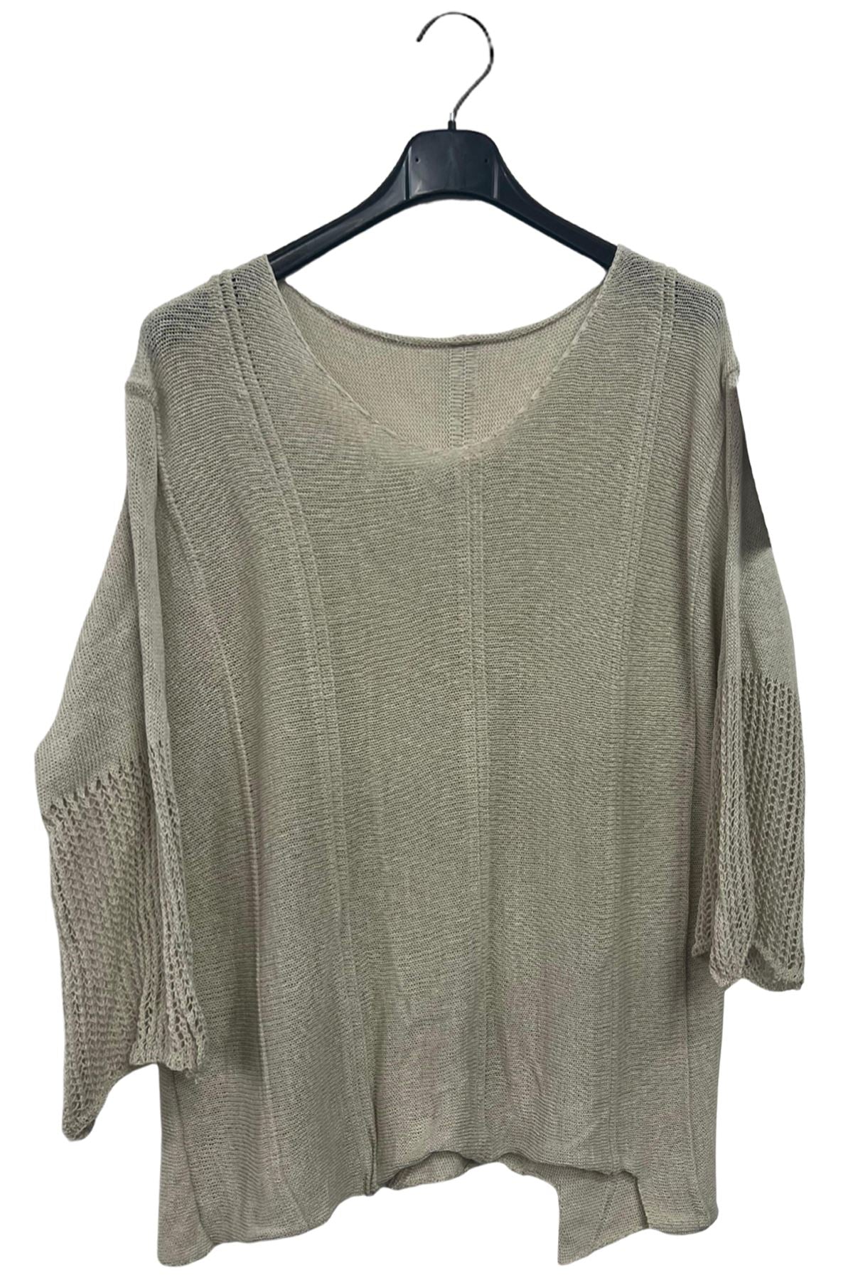 Plain Knit Style Oversized Batwing Cotton Top