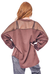 Plain Mesh-Textured Oversized Top