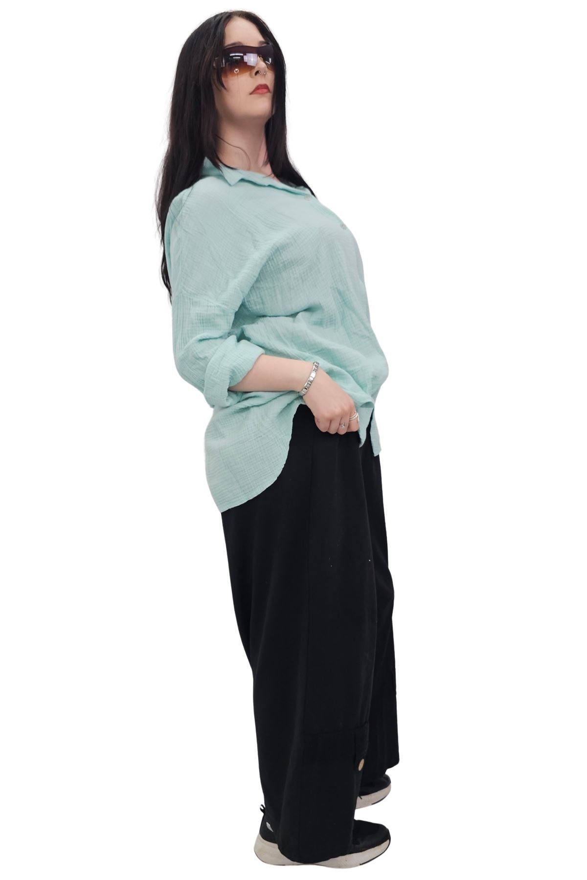 Plain Button Up Pocket Cotton Shirt