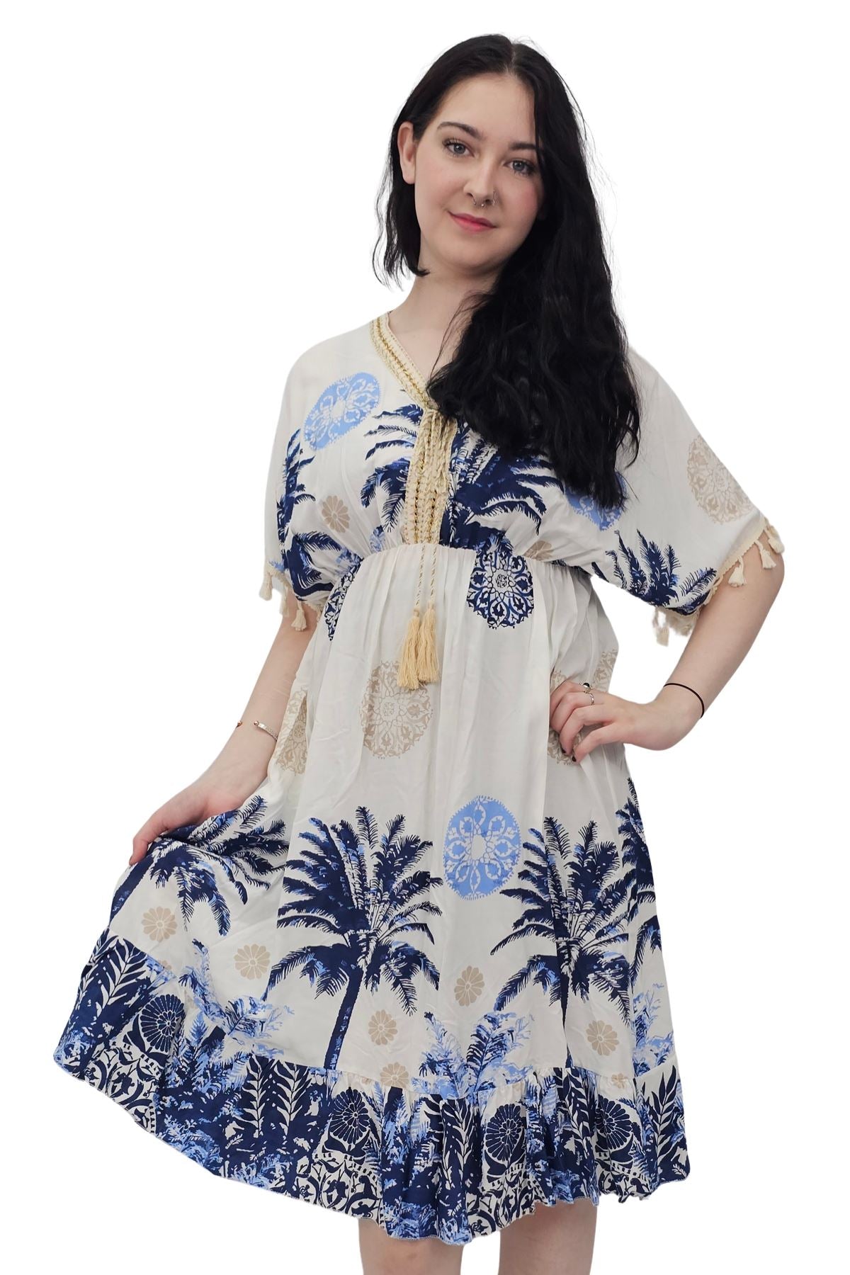 Floral Botanical Print Elasticated Waist Dress