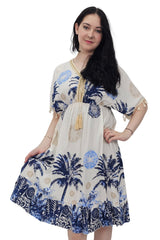 Floral Botanical Print Elasticated Waist Dress