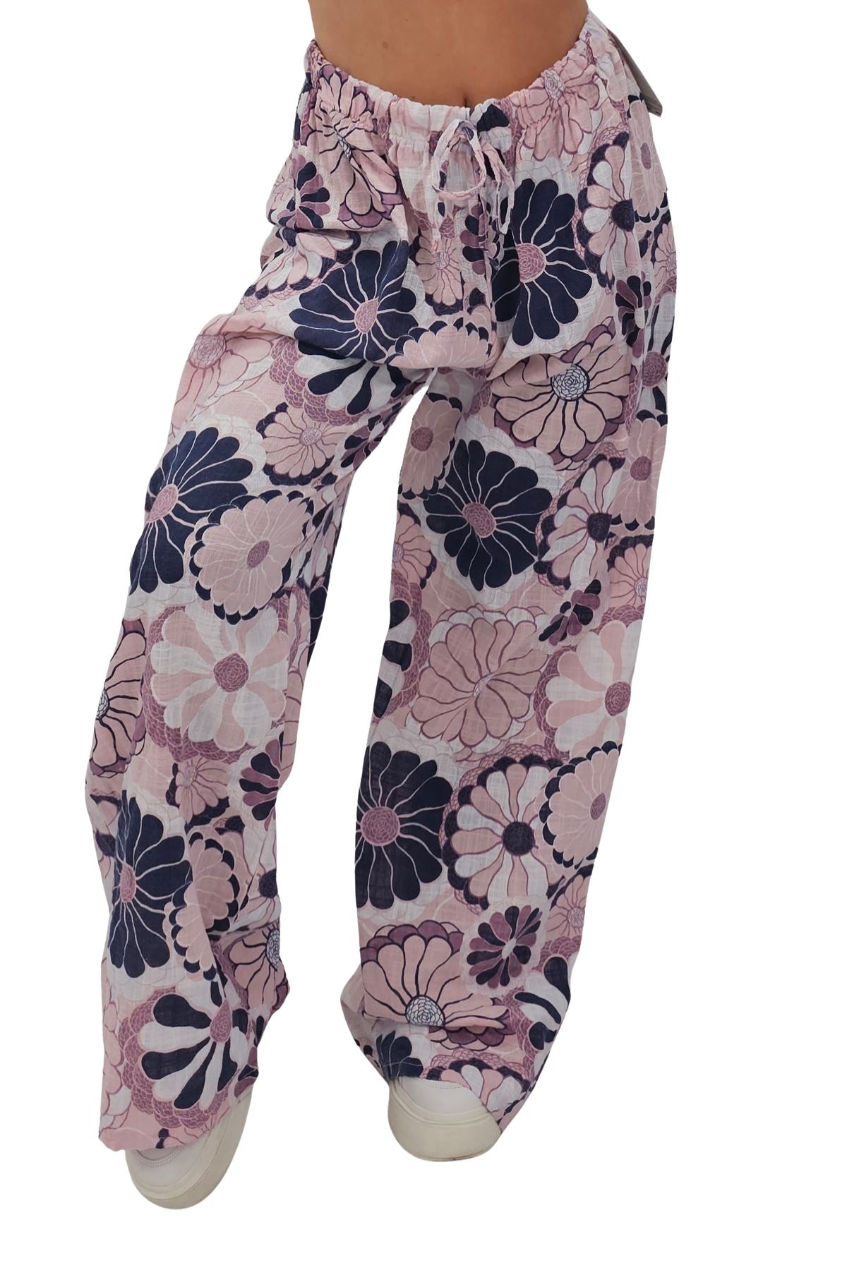Floral Print Wide Leg Cotton Palazzo