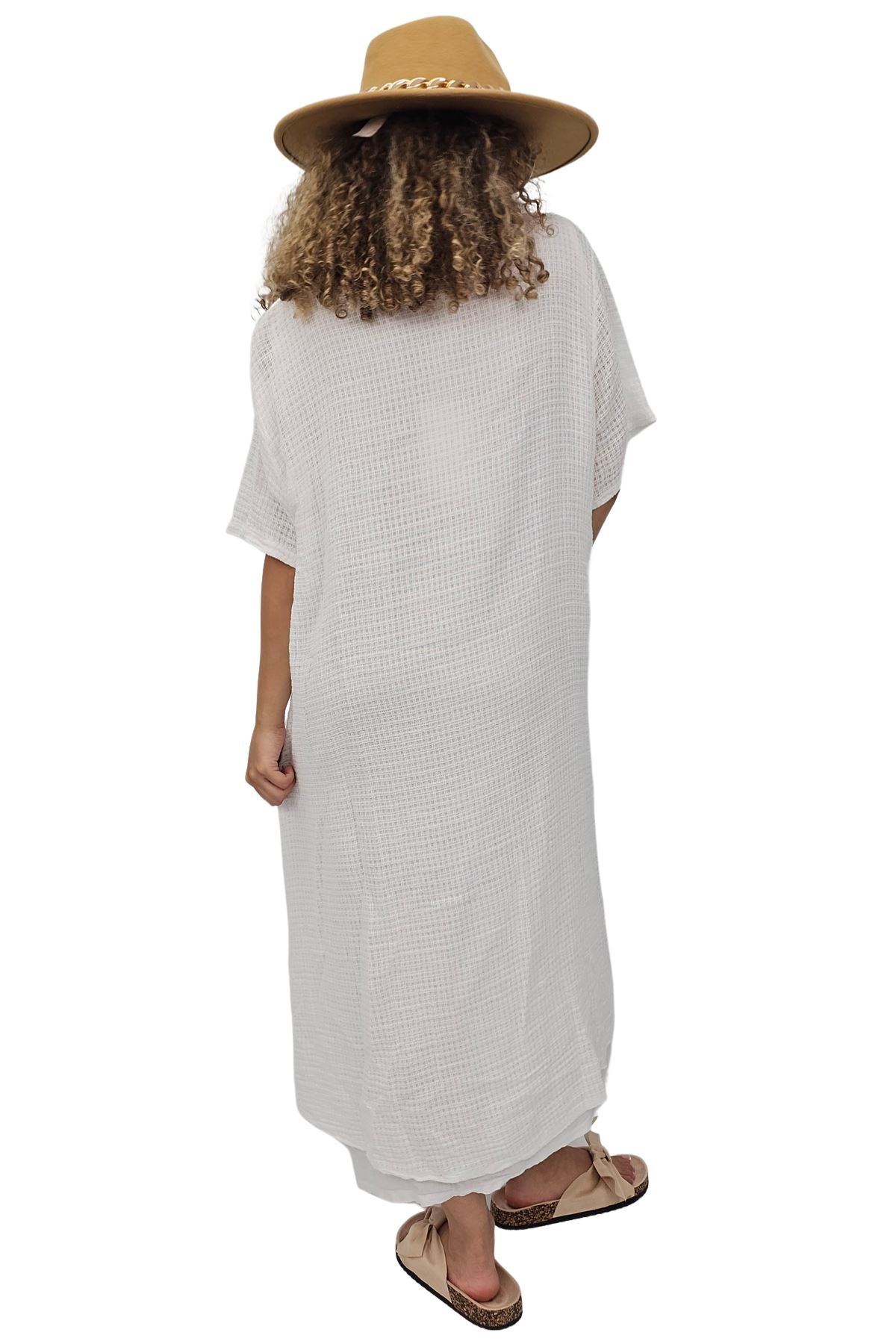 Plain Layered Asymmetrical Linen Dress