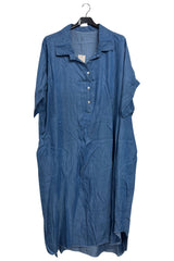 Plain Half-Button Placket Dress