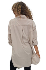 Stripe Rock Heart Star Sequin Motif Cotton Shirt