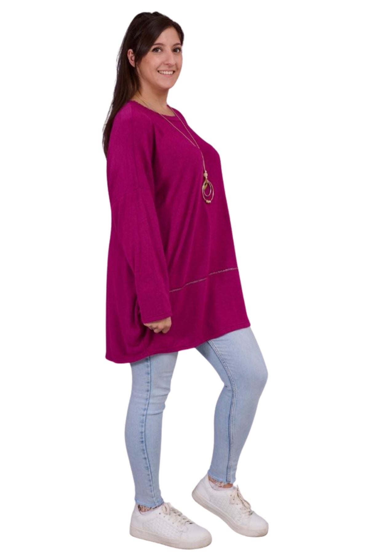 Plain Soft Knit Round Hem Top