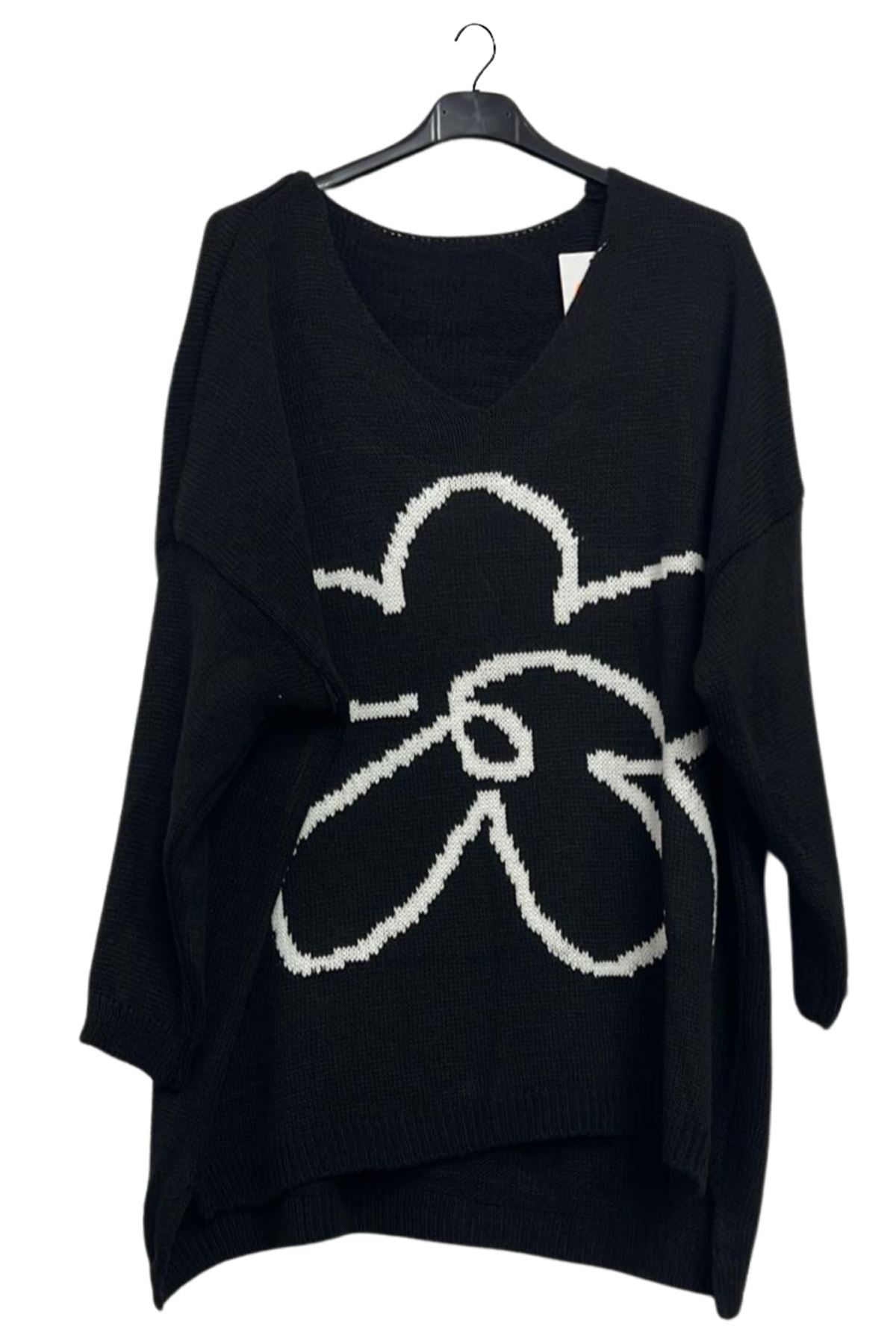 Abstract Floral Pattern Soft Knit High