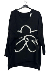 Abstract Floral Pattern Soft Knit High