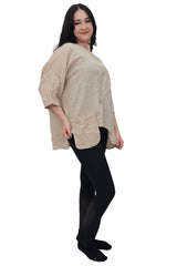 Plain Front Patch Pockets Cotton Top