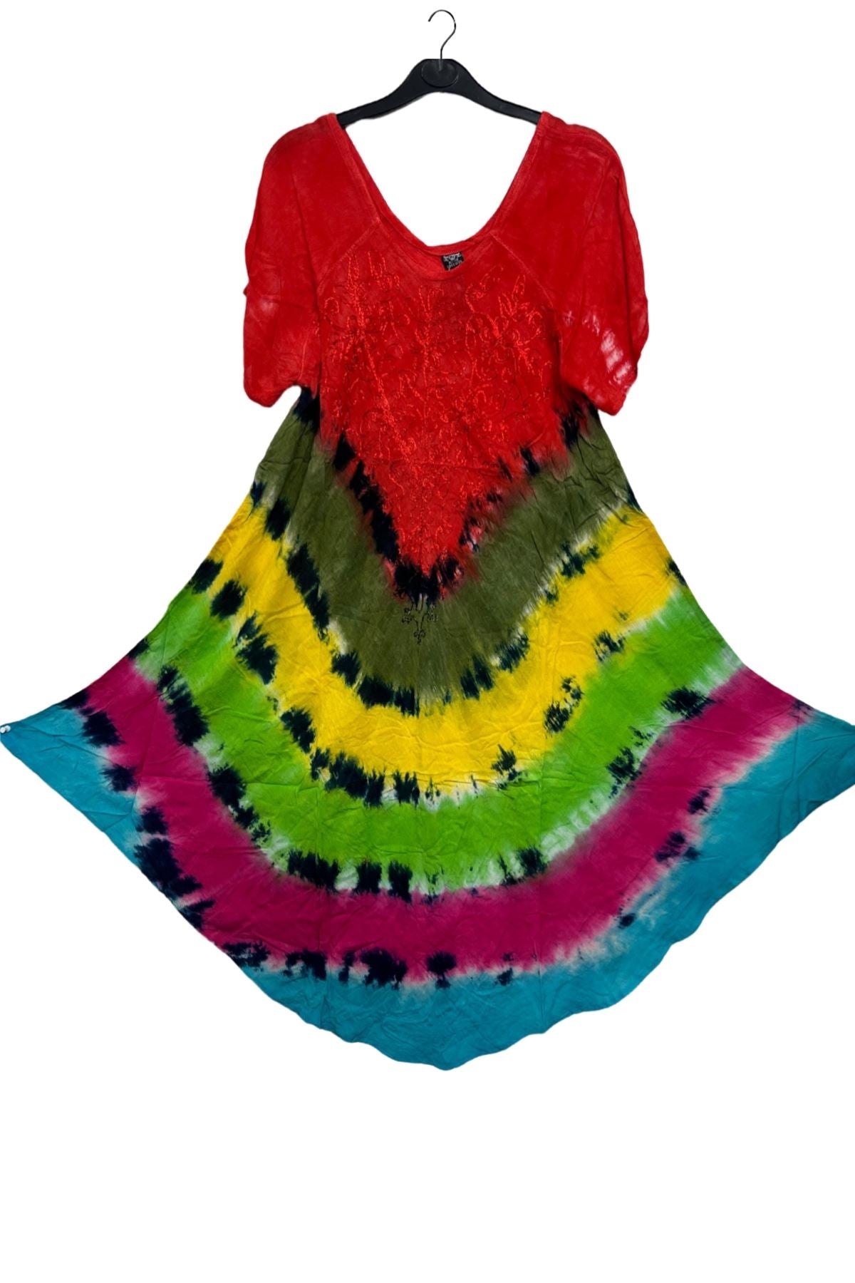 Tie Dye Print Embroidered Detailing Dress