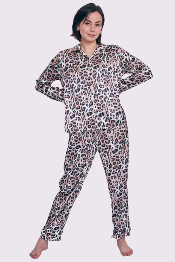 Leopard Print Button-up Elasticated Waistband Co-Ord Set