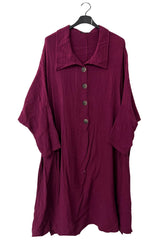 Plain Front Button Detail Cotton Dress