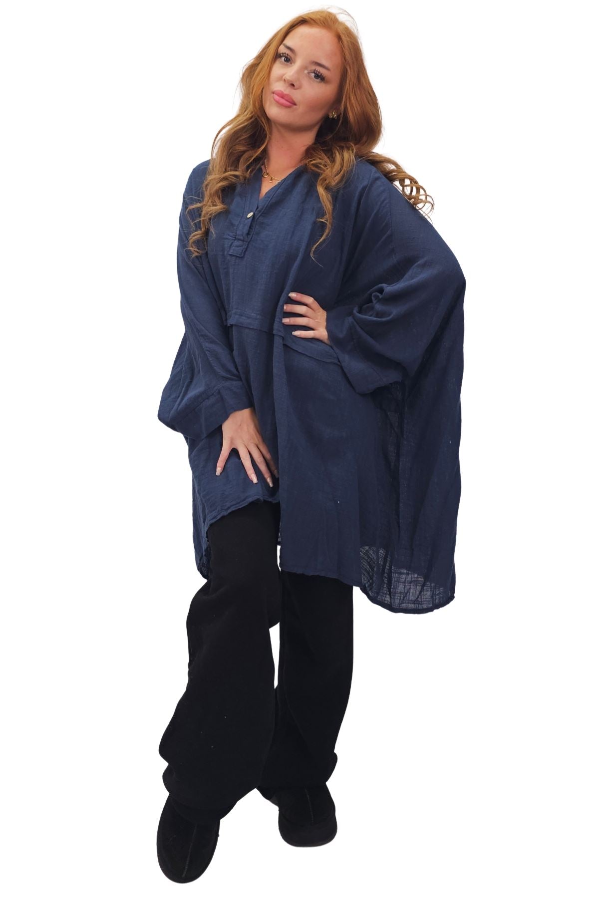 Plain Hanky Hem Oversized Cotton Top