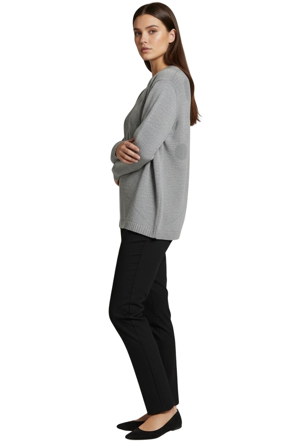 Polka Dot Knit Pattern Front Two Pockets Tunic Top