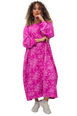 Floral Print Baggy Long Style Cotton Dress