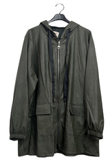 Plain Front Flap Pockets Faux Leather Hooded Jacket