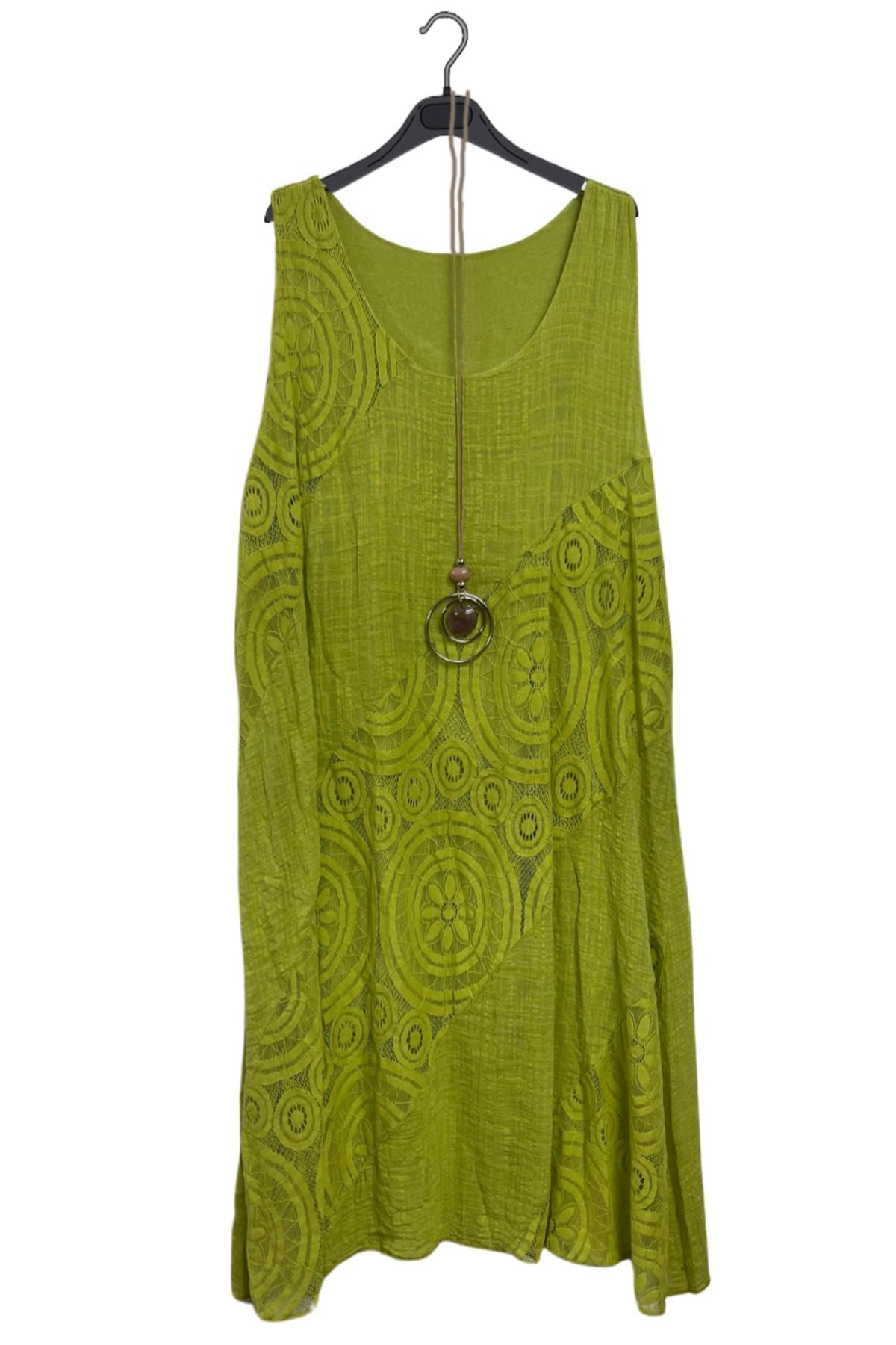 Embroidered Textured Circular Pattern Cotton Dress