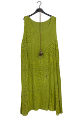 Embroidered Textured Circular Pattern Cotton Dress
