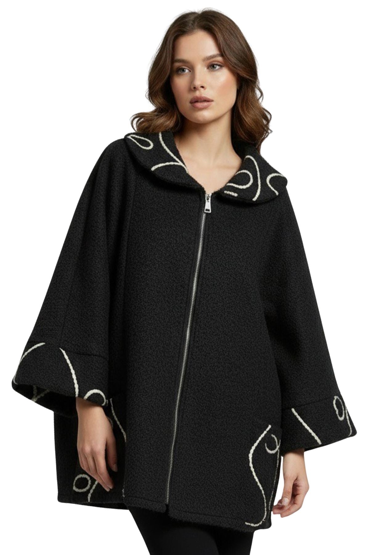 Abstract Swirl Pattern Front Zip Up Jacket
