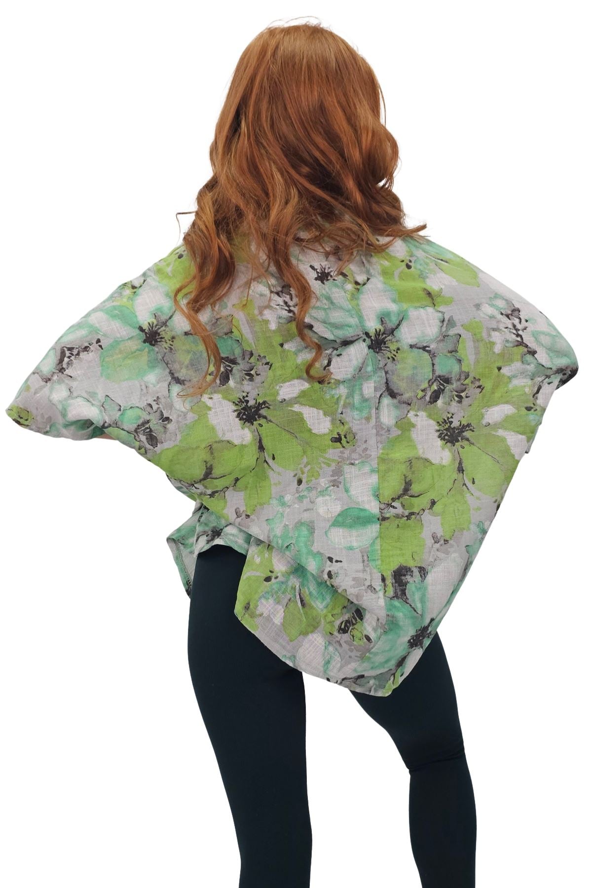 All-Over Floral Print Neck Button Top
