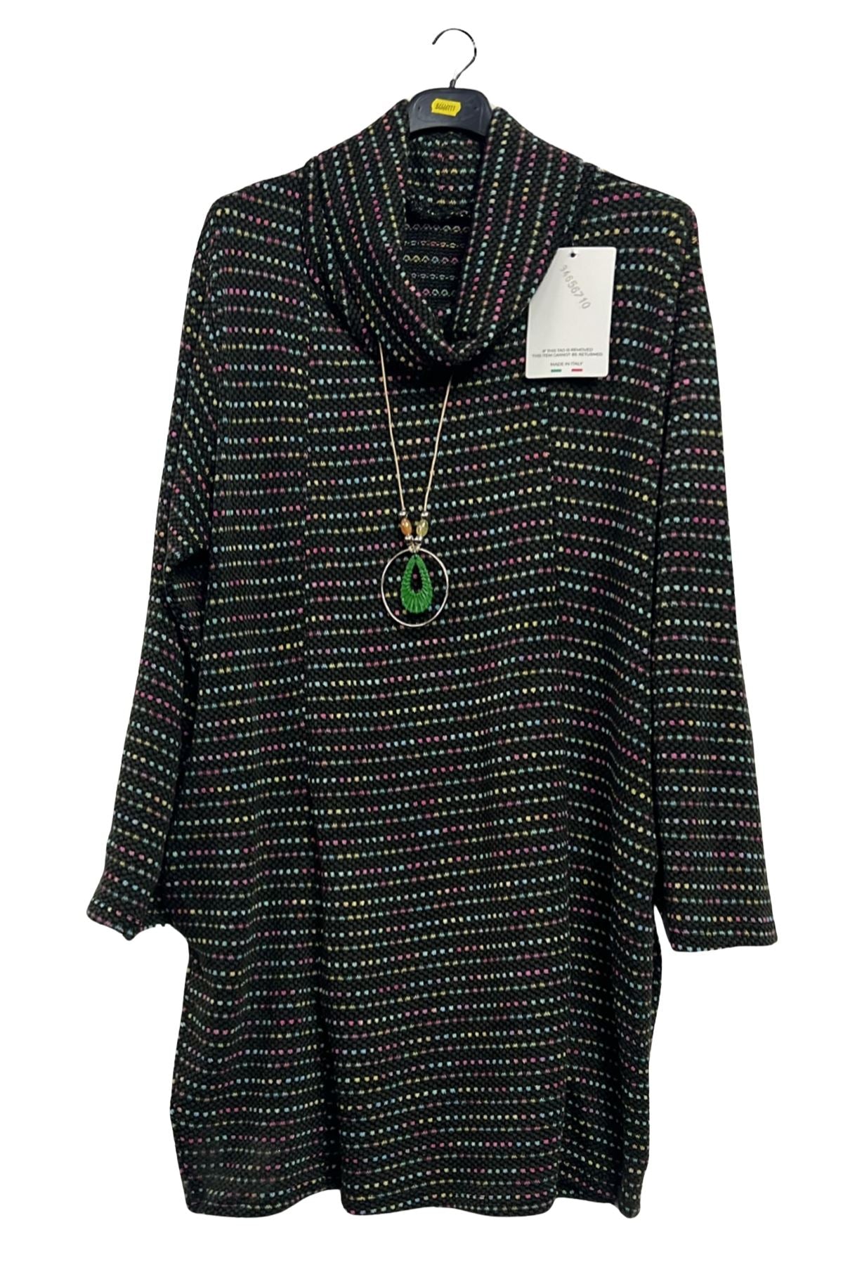 Multicoloured Dotted Stripes Side Pockets Top