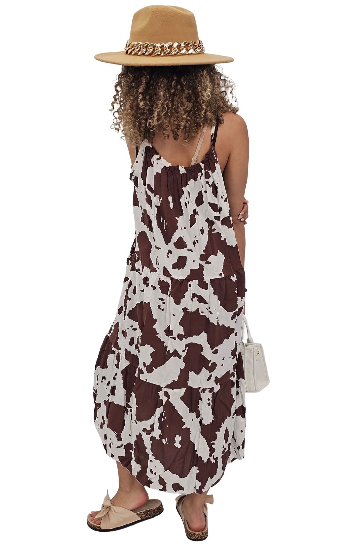 Abstract Floral Blotch Print Spaghetti Strap Dress