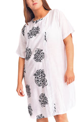 Rose Flower Print Front Button Detail Pockets Dress