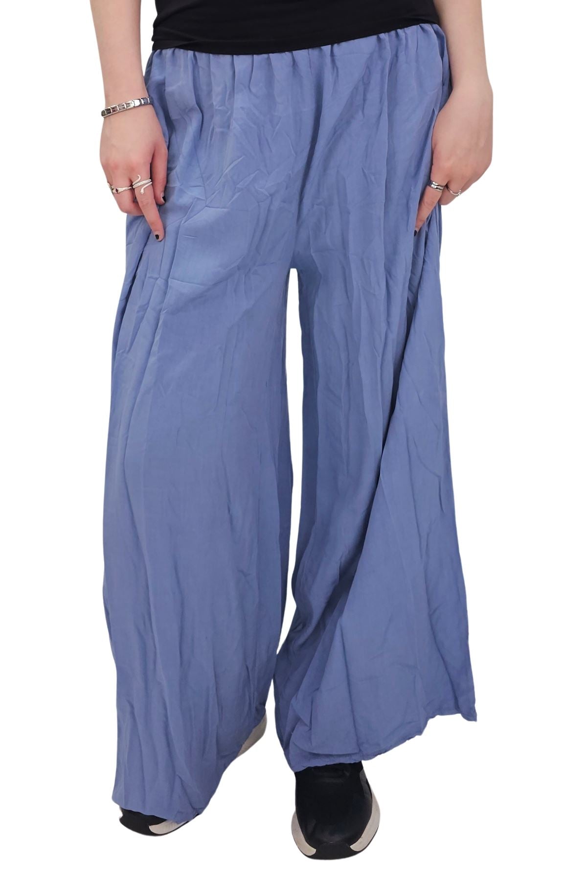 Plain Elasticated Waistband Wide Leg Palazzo