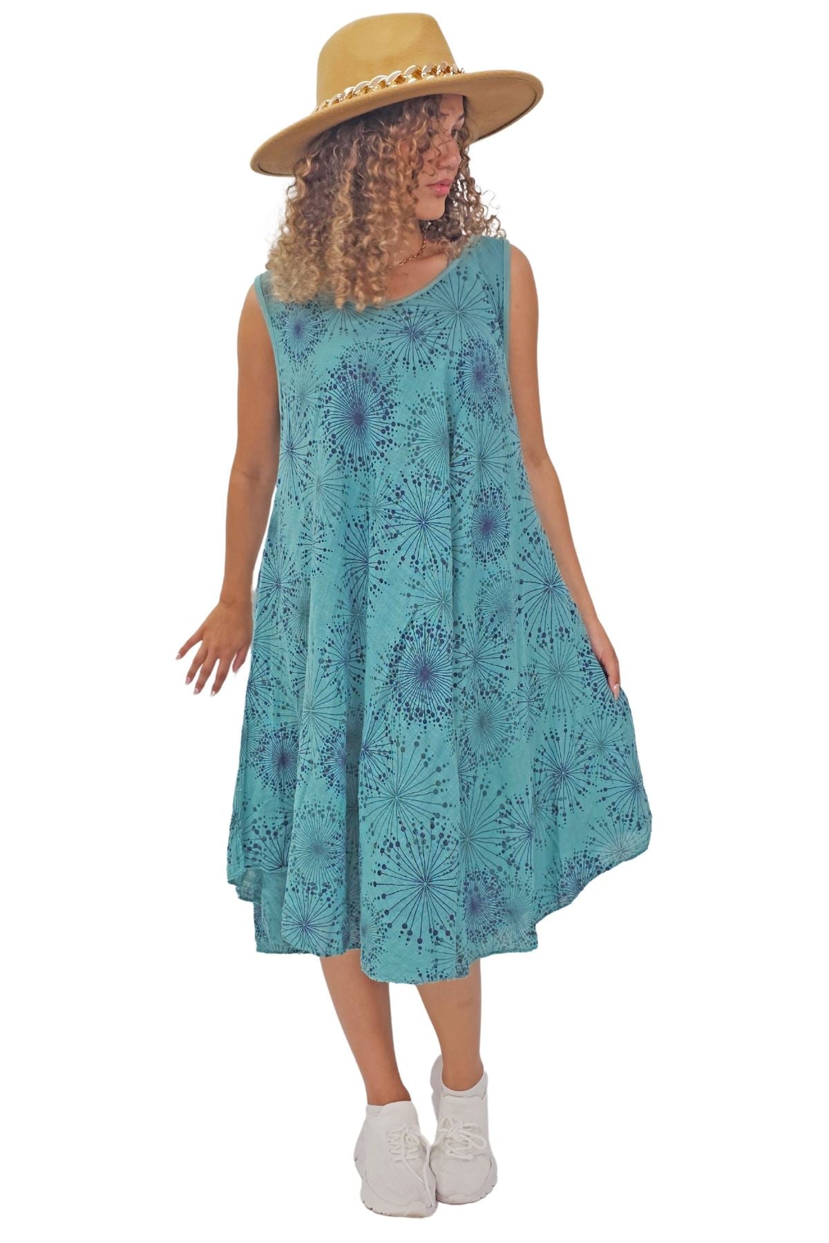 Abstract Firework Print Cotton Dress