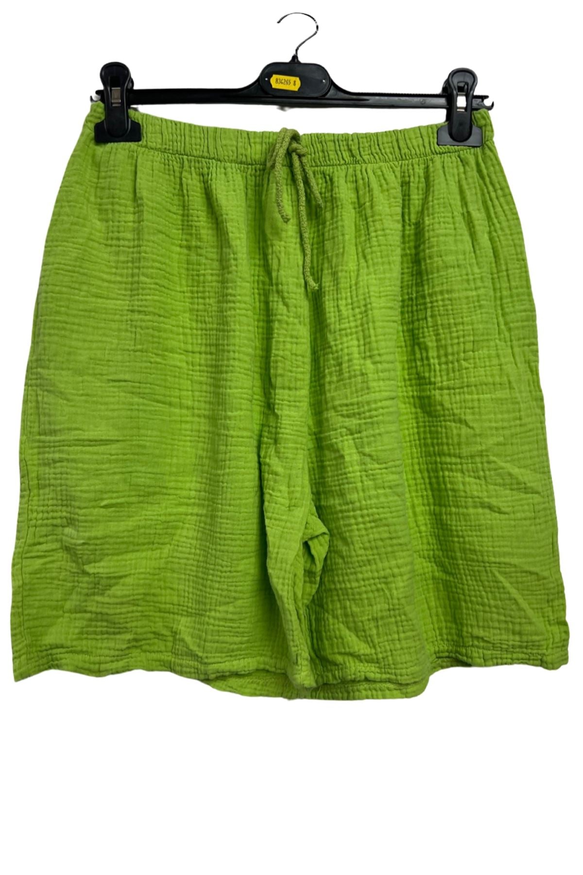 Plain Drawstring Waist Side Pockets Cotton Shorts