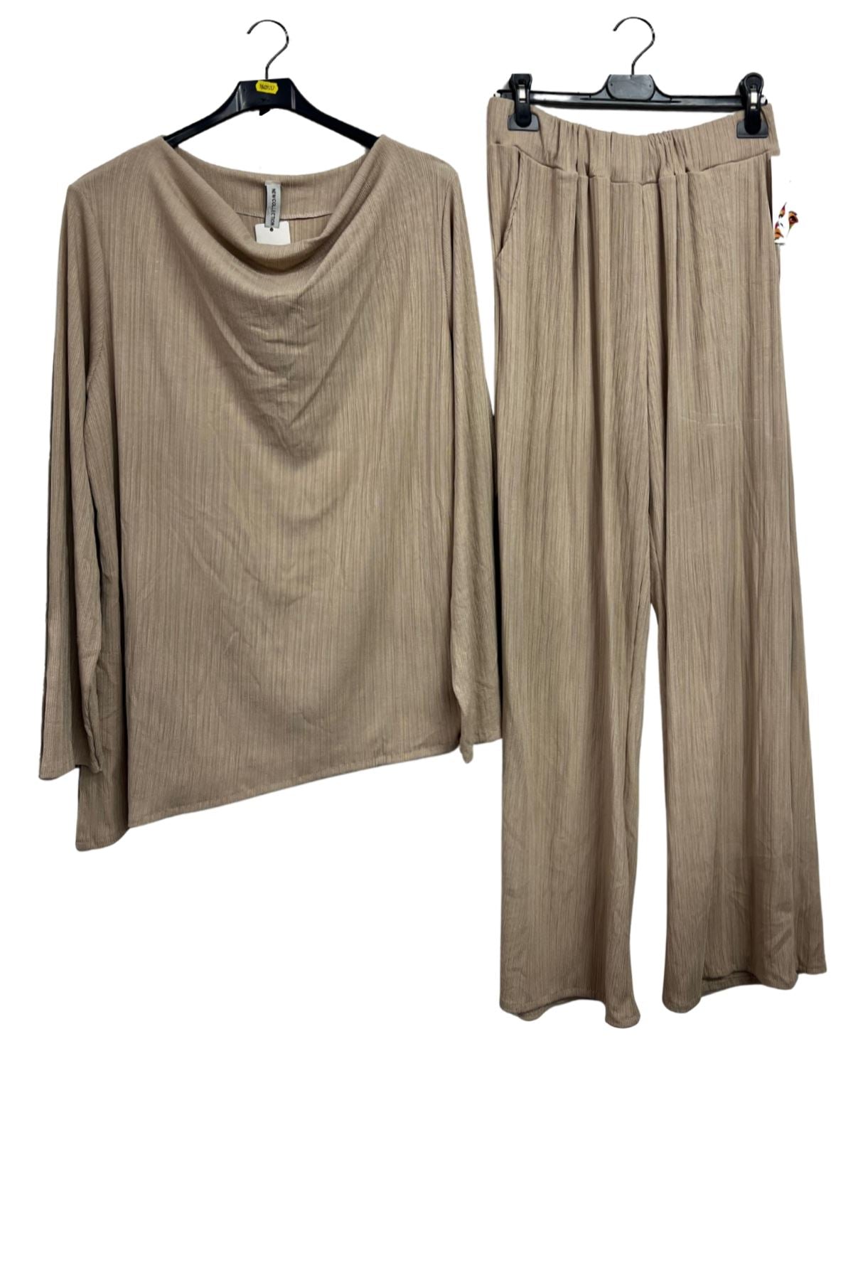 Subtle Ribbed Texture Tunic Top Elasticated Waistband Co-Ord Set
