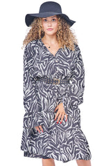 Leopards Print Tiered Button-Down Dress